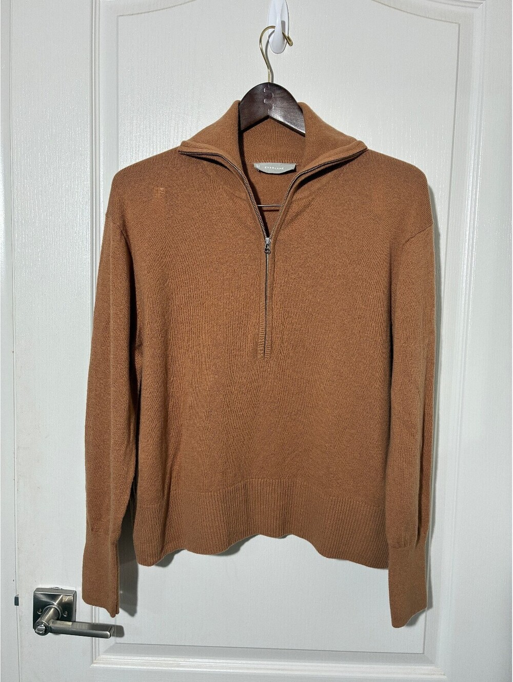 Everlane Medium chestnut brown zip pullover wool boxy crop sweater wool